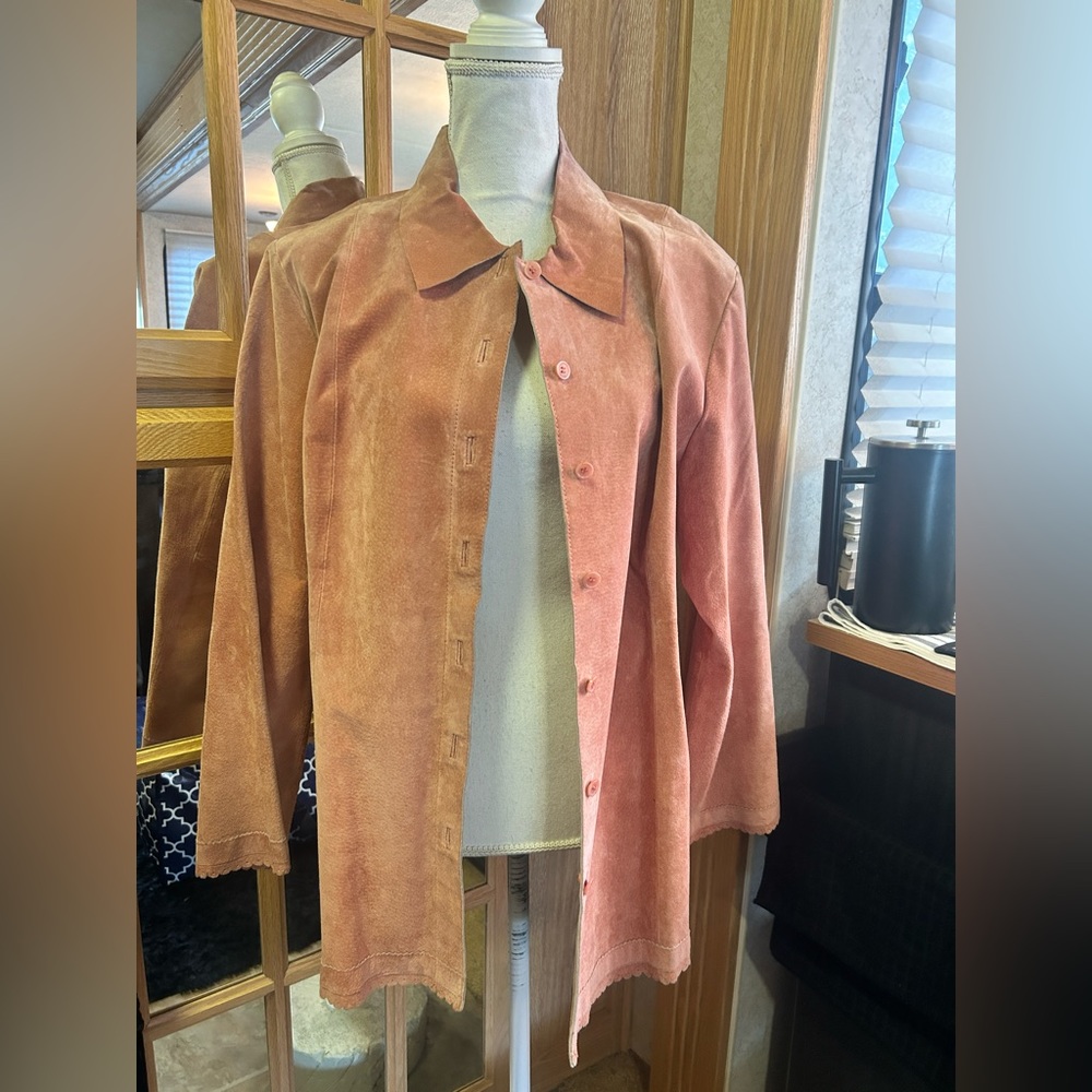 Pink real leather coat/jacket lightweight 1X